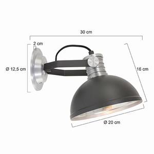 Wandlamp Brooklyn staal - 1 lichtbron - Zwart