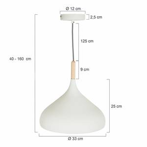 Suspension Mexlite XVII Aluminium / Hêtre massif- 1 ampoule - Blanc