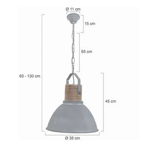 Hanglamp Mexlite XXIV staal / massief beukenhout - 1 lichtbron - Grijs