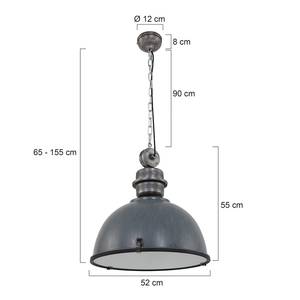 Suspension Bikkel Acier / Verre - 1 ampoule - Gris