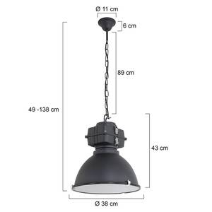 Hanglamp Mexlite XXVII staal / glas - 1 lichtbron - Zwart