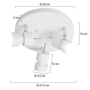 LED-plafondlamp Natasja II staal - 3 lichtbronnen - Wit