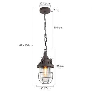 Hanglamp Mexlite XXVIII transparant glas / staal - 1 lichtbron - Bruin