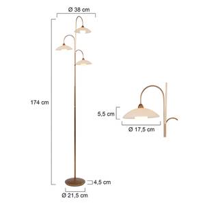 LED-staande lamp Monarch melkglas / staal - 3 lichtbronnen - Zilver
