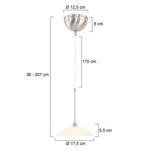 LED-Pendelleuchte Monarch I Milchglas / Stahl - 1-flammig - Silber