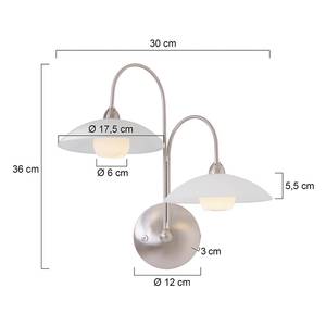 LED-wandlamp Monarch melkglas / staal - Zilver - Aantal lichtbronnen: 2