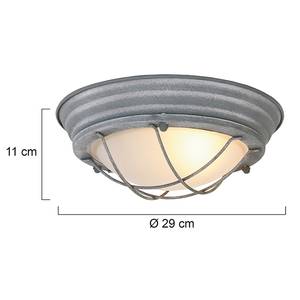 Plafondlamp Mexlite VIII melkglas / ijzer - 1 lichtbron - Grijs