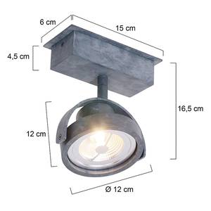 Plafonnier LED Mexlite II Aluminium - Gris - Nb d'ampoules : 1