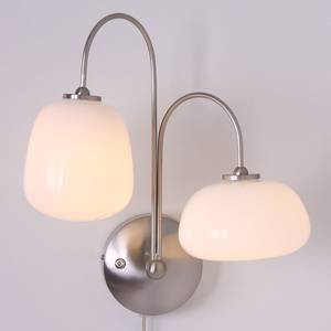 LED-wandlamp Bollique melkglas / ijzer - 2 lichtbronnen