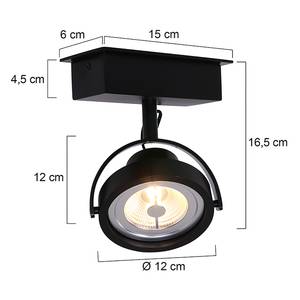 LED-plafondlamp Mexlite II aluminium - Zwart - Aantal lichtbronnen: 1