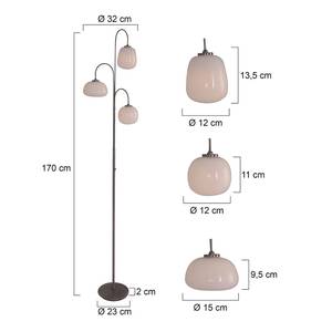 LED-staande lamp Bollique melkglas / ijzer - 6 lichtbronnen