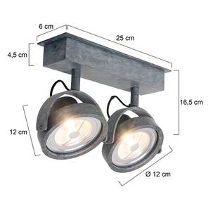 LED-plafondlamp Mexlite II aluminium - Grijs - Aantal lichtbronnen: 2