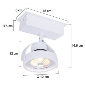 Plafonnier LED Mexlite II Aluminium - Blanc - Nb d'ampoules : 1