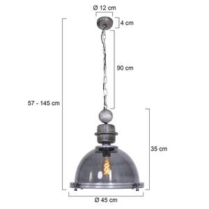 Hanglamp Bikkel I transparant glas / staal - 1 lichtbron