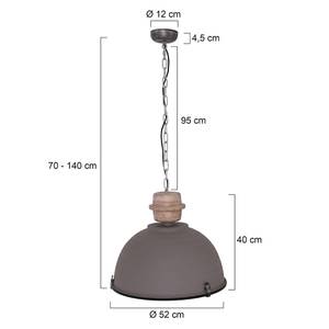 Suspension Bikkel II Fer / Hêtre massif - 1 ampoule - Diamètre : 52 cm