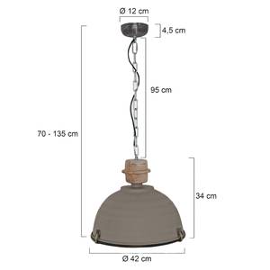 Suspension Bikkel II Fer / Hêtre massif - 1 ampoule - Diamètre : 42 cm
