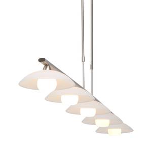 LED-hanglamp Monarch II glas / staal - Zilver - Aantal lichtbronnen: 5