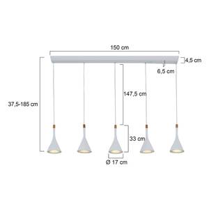 Hanglamp Cornucopia IV staal / massief grenenhout - Aantal lichtbronnen: 5