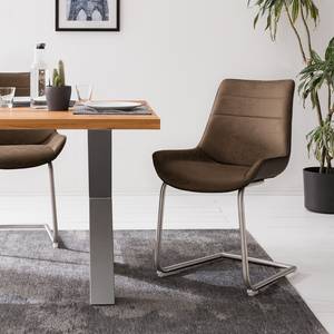 Sledestoelen Saval II (set van 2) kunstleer/roestvrij staal - Cappuccinokleurig