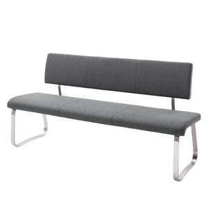 Banc Marco II Tissage à plat / Acier inoxydable - Anthracite / Acier inoxydable - Largeur : 155 cm