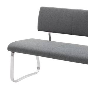 Banc Marco II Tissage à plat / Acier inoxydable - Anthracite / Acier inoxydable - Largeur : 155 cm