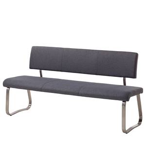 Banc Marco II Tissage à plat / Acier inoxydable - Anthracite / Acier inoxydable - Largeur : 175 cm