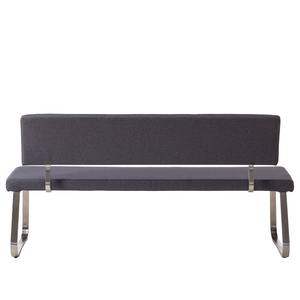 Banc Marco II Tissage à plat / Acier inoxydable - Anthracite / Acier inoxydable - Largeur : 175 cm