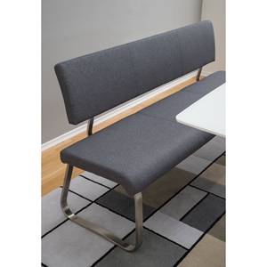 Banc Marco II Tissage à plat / Acier inoxydable - Anthracite / Acier inoxydable - Largeur : 175 cm