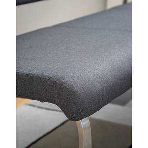 Banc Marco II Tissage à plat / Acier inoxydable - Anthracite / Acier inoxydable - Largeur : 175 cm