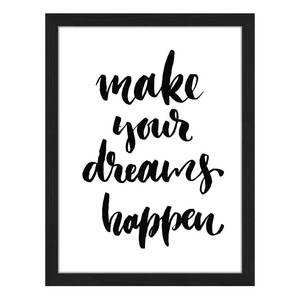 Afbeelding Make Your Dreams Happen Massief beukenhout/plexiglas - 32 x 42 cm