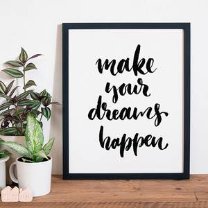 Afbeelding Make Your Dreams Happen Massief beukenhout/plexiglas - 42 x 52 cm