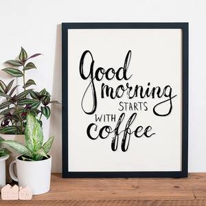 Bild Good morning starts with coffee Buche massiv / Plexiglas - 42 x 52 cm