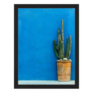 Tableau déco Blue Wall with Cactus Hêtre massif / Plexiglas - 32 x 42 cm