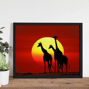 Bild Sunset Giraffes Silhouette Buche massiv / Plexiglas - 52 x 42 cm