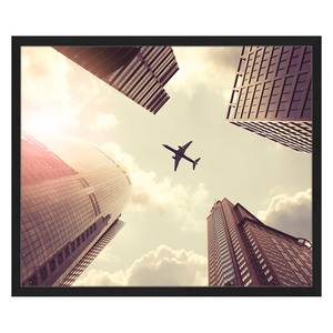 Afbeelding Flying above Skyscrapers Massief beukenhout/plexiglas - 62 x 52 cm