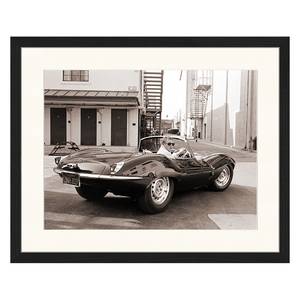 Bild Steve McQueen in his Jaguar Buche massiv / Plexiglas - 52 x 42 cm