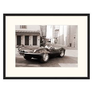 Afbeelding Steve McQueen in Jaguar Massief beukenhout/plexiglas - 82 x 62 cm