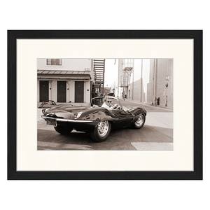 Afbeelding Steve McQueen in Jaguar Massief beukenhout/plexiglas - 42 x 32 cm