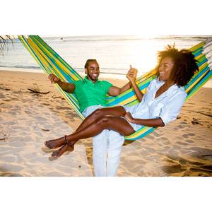 Hamac double en coton Barbados Tissu mélangé - Multicolore