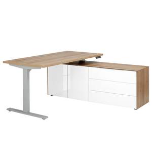 Sideboard eDJUST I Hochglanz Weiß / Eiche Riviera Dekor