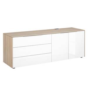 Sideboard eDJUST I Hochglanz Weiß / Eiche Sonoma Dekor