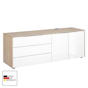 Commode de bureau eDJUST I Blanc brillant / Imitation chêne de Sonoma