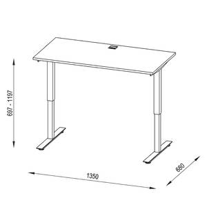 Bureau eDJUST I Imitation chêne de Sonoma / Gris platine