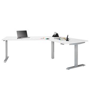 Bureau d’angle eDJUST I Blanc / Gris platine - Alignement à gauche