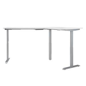 Bureau d’angle eDJUST I Blanc / Gris platine - Alignement à gauche