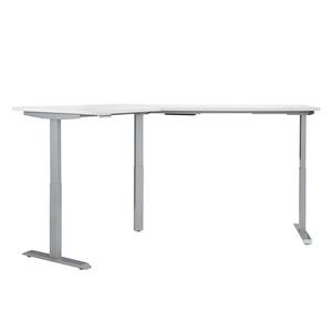 Bureau d’angle eDJUST I Blanc / Gris platine - Alignement à droite