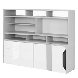 Étagère de bureau eDJUST Blanc brillant / Gris platine - Tiroir à gauche