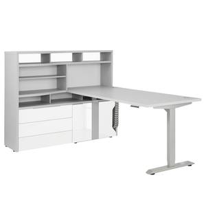 Étagère de bureau eDJUST Blanc brillant / Gris platine - Tiroir à gauche