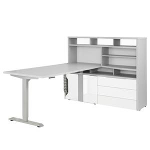 Étagère de bureau eDJUST Blanc brillant / Gris platine - Tiroir à droite