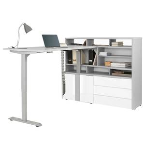 Étagère de bureau eDJUST Blanc brillant / Gris platine - Tiroir à droite